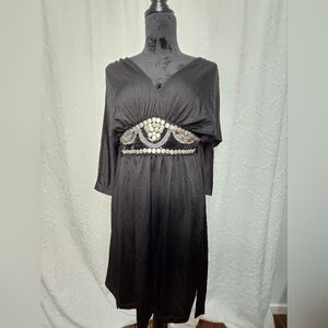 Chic Black Long Sleeve Dress with Silver Accents Bailey girl Size Large